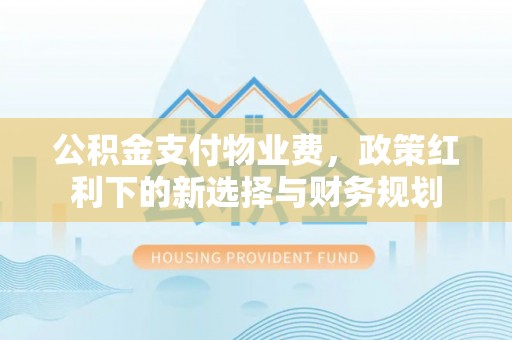 饶平公积金支付物业费，政策红利下的新选择与财务规划