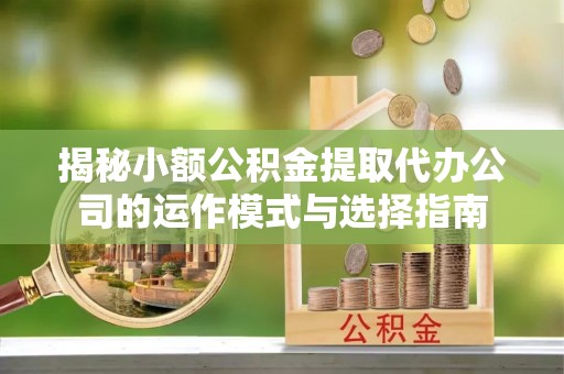 饶平揭秘小额公积金提取代办公司的运作模式与选择指南